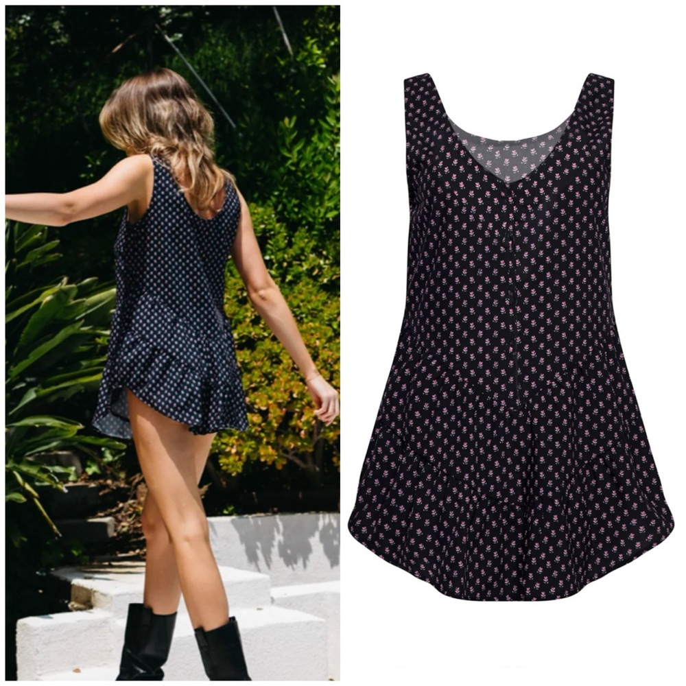 Skatie Camille Romper Black Ditsy Floral Size Small